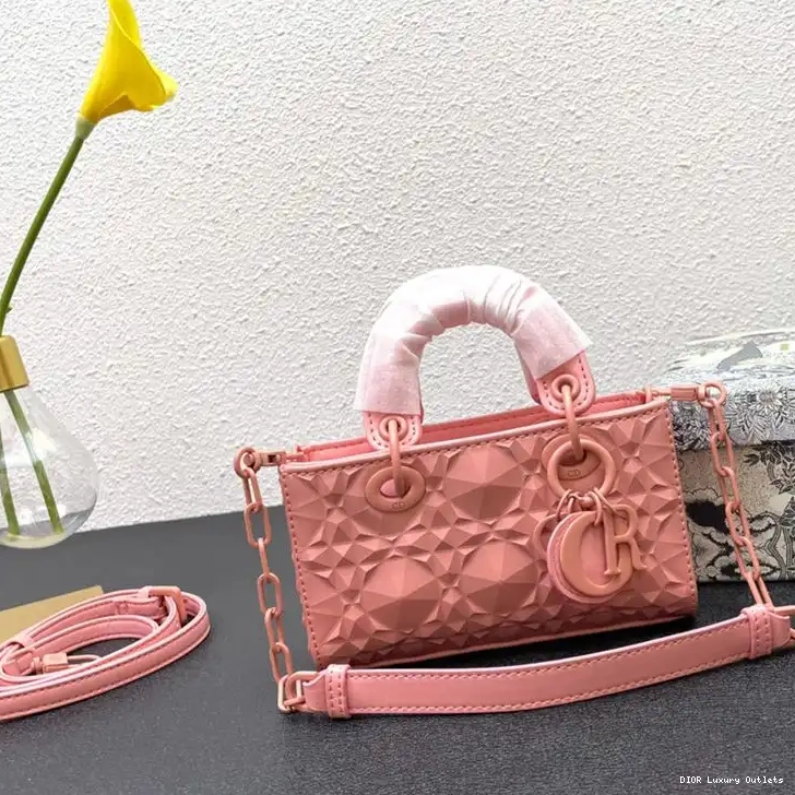 Micro Diamond Pink Calfskin Cannage Lady with Bag Ultramatte D-Joy Motif 0525 Luxury
